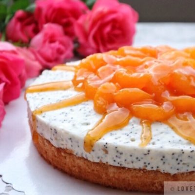 orange, cheese, cake, mandarin, poppy seeds, cream, roses, recipe, delicious, citrusy