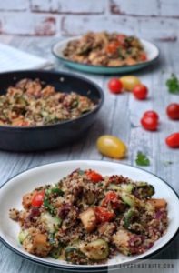 quinoa, with, tofu, vegetables, vegan, recipe, easy, tasty, diet, tomatoes, mix, parsley