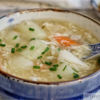 crab, stick, asparagus, soup, recipe, lovethatbite, Chinese style, food, dish, appetizer, chives, tasty, smooth, silky, close up