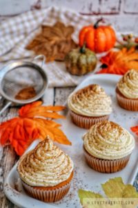 pumpkin cupcakes, cupcakes, muffins, pumpkin, cinnamon, leaves, fall, autumn, recipe, treats, halloween, lovethatbite