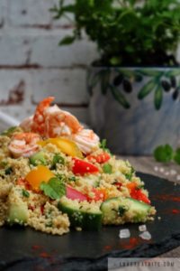 couscous, salad, shrimps, fresh, recipe, spring, mint, delicious, morocco, vibrant, healthy, dish