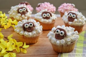 spring, recipe, bake, sheep, cupcakes, easy, marshmallow, frosting, cheese, muffins