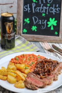 steak, guinness, sauce, onion, dark beer, st.Patrick's day, special, menu, sirloin, lovethatbite, recipe